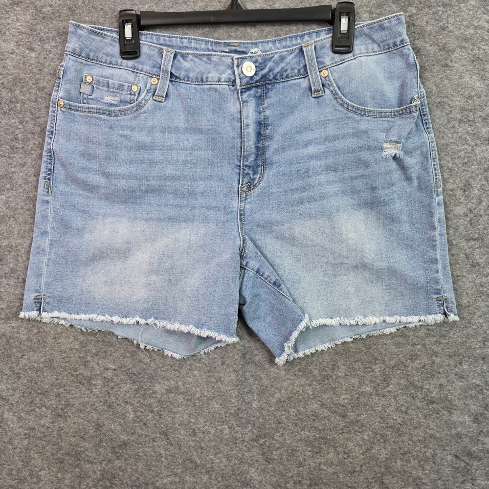 Seven7 Womens Size 14 Light Wash Distressed Frayed Hem Denim Jean Shorts